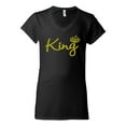 thumbnail image 2 of Wild Bobby, King Gold Script, Pop Culture, Women Standard V-Neck Tee, Black, Small, 2 of 4