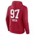 thumbnail image 3 of Men's Nick Bosa Scarlet San Francisco 49ers Name & Number Team Wordmark Pullover Hoodie, 3 of 3