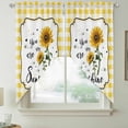 thumbnail image 2 of Sunflowers Swag Valances for Windows 2 Pack, Kitchen Window Curtains 36 Inch Length, Yellow Floral Botanical Checkered Farmhouse Privacy Swag Curtains for Living Room/Bathroom with Rod Pocket 36"x36", 2 of 8