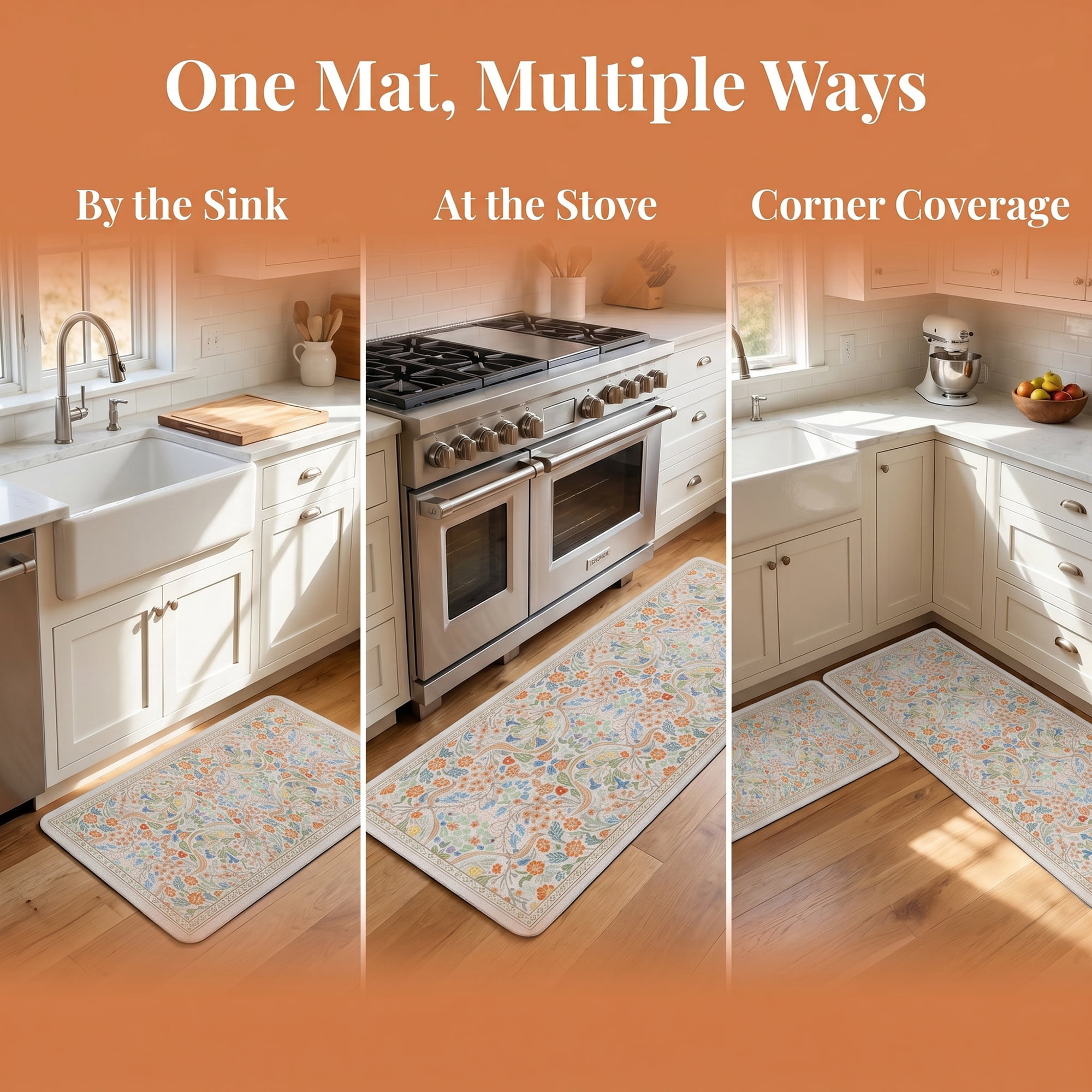 Unique Bargains 2Pcs Washable Non-Slip Absorbent Runner Rug Set White 24" x 16" 47" x 16"