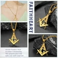thumbnail image 6 of FaithHeart Masonic Necklace for Men, Freemason Compass Symbol Gold Plated Free and Accepted Masons Pendant Jewelry Gifts for Husband Anniversary, 6 of 9