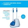 thumbnail image 3 of Toilet Plunger and Bowl Brush Combo with Caddy, 3-Piece Heavy-Duty Plunger, Toilet Brush, and Caddy Set, White/Blue, 3 of 4