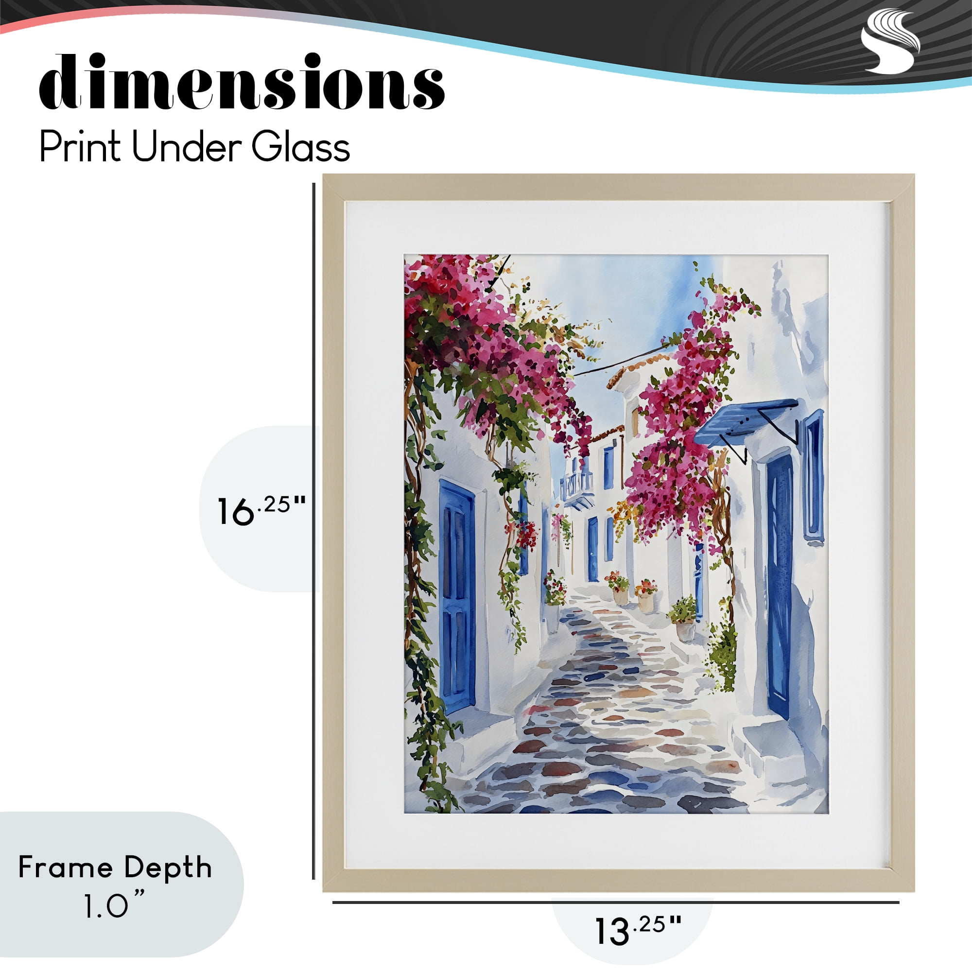 Stupell Industries Santorini Stone Street Pathway Birch Framed Print Under Glass, design by LSR Design Studio