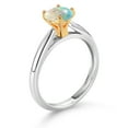 thumbnail image 3 of Gem Stone King 0.30 Ct Round Cabochon White Simulated Opal 10K White and Yellow Gold Solitaire Engagement Ring (Size 9), 3 of 4