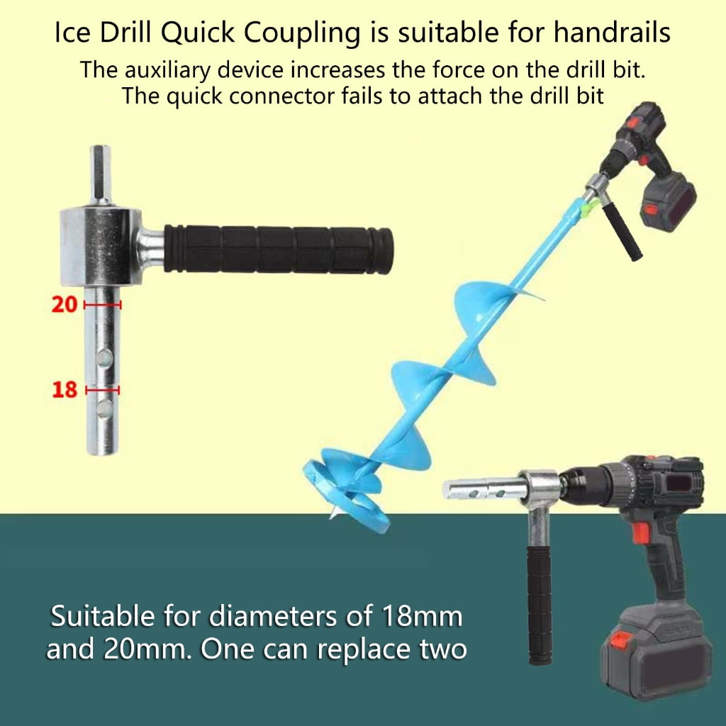 MOMOJIA Ice Fishing Drill Bit Adapter Handle Converters for 18mm 20mm Ice Auger Camping