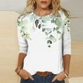 thumbnail image 2 of hxobax Womens Floral 3/4 Sleeve Tops Casual Crewneck Tshirts Summer Basic Tunic Tees Comfy Blouses, 2 of 5