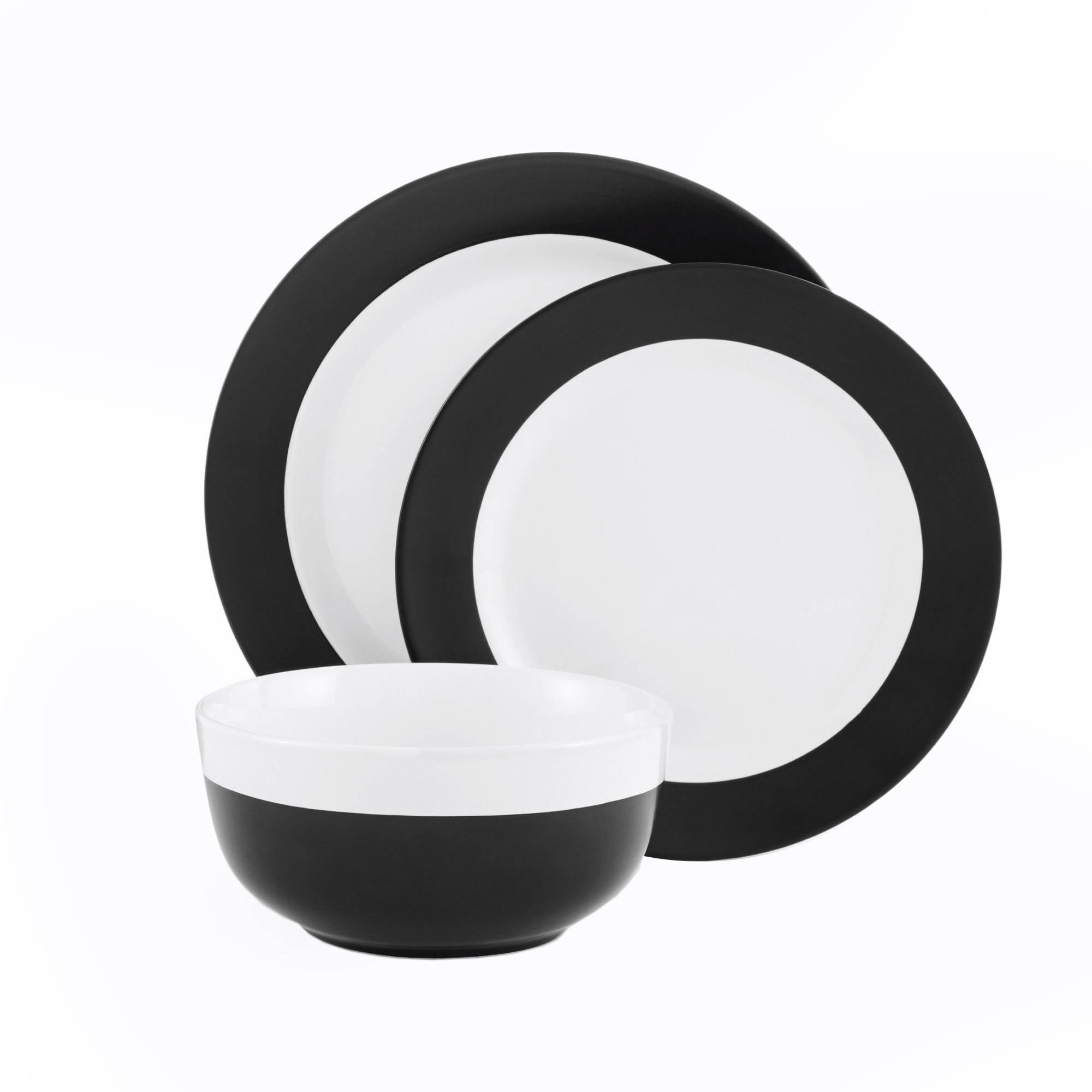 black and white plate set