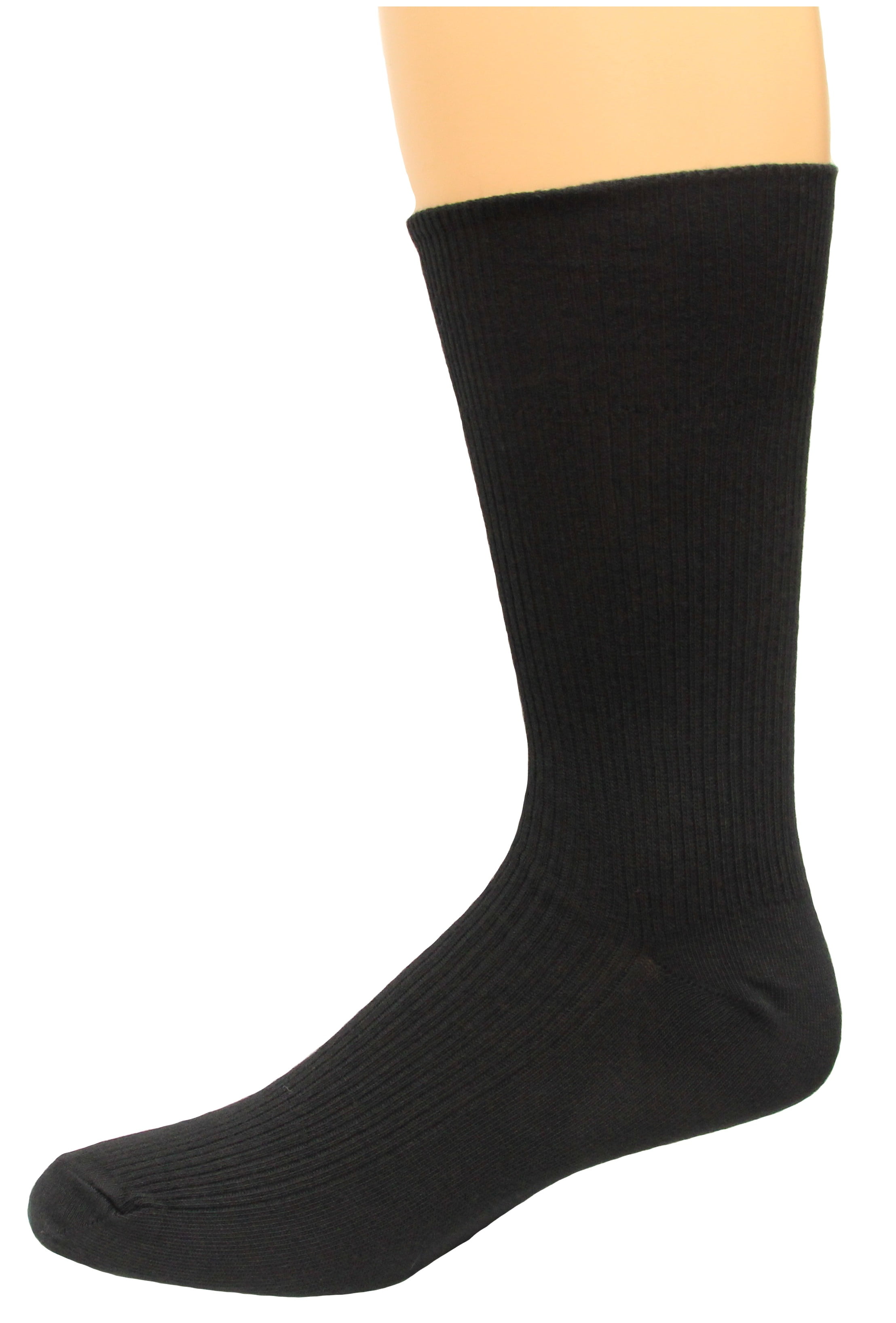 Carolina Ultimate Diabetic NonBinding Crew Socks 2 Pair, Black, Men's