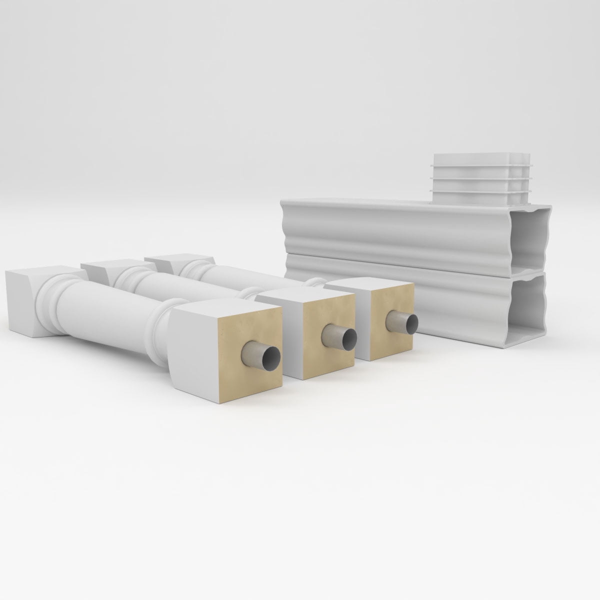 Ekena Millwork 42"H x 2'L Fiberthane Wellington Unassembled Balustrade Railing Kit, Style A (7 5/8" On-Center Spacing to Pass 4" Sphere Code)