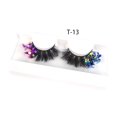thumbnail image 1 of Zhuge 1 par de pestañas postizas con purpurina y lentejuelas de colores, pestañas postizas de visón esponjoso con color para cosplay, maquillaje de escenario (estilo brillante, T-13), 1 of 3