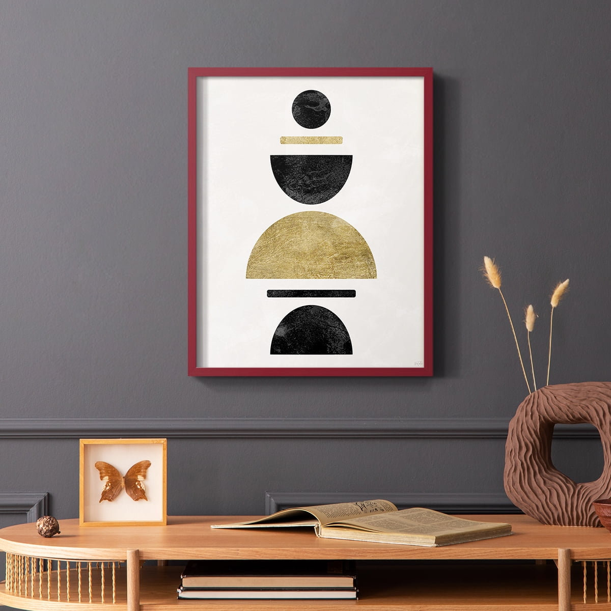 Modern Stack in Red Solid Wood 11 x 14 Framed Print