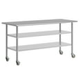 thumbnail image 2 of Flash Furniture NSF Certified Stainless Steel Prep and Work Table 30"x 72" with 2 Galvanized Steel Undershelves and 4 Casters, Heavy Duty Food Prep Worktable, 2 of 9