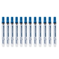 12 Pc Set Blue Brockmark Classic Industrial Permanent Paint Markers Pen Metal Glass Plastic Wood Rubber for Construction Auto Warehouse Arts
