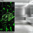 thumbnail image 3 of Erosebridal Sports Car Shower Curtain 72Wx72L, Neon Green Bathroom Curtain, Green Neon Outline, 3 of 5