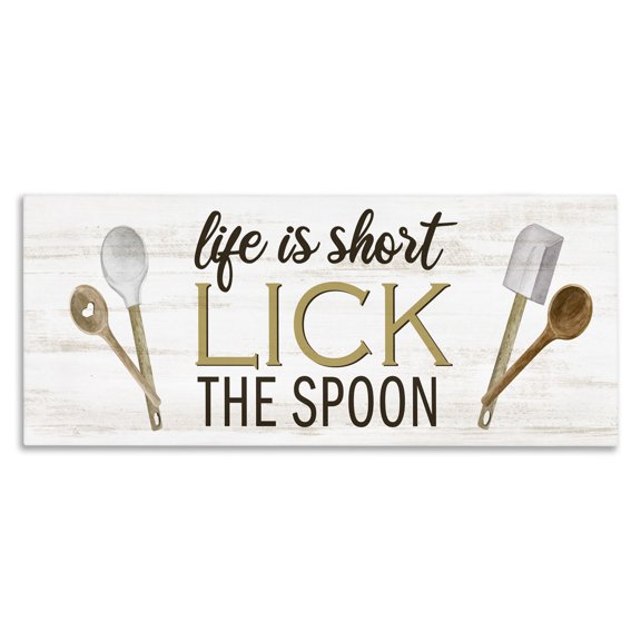Stupell Industries Farmhouse Lick the Spoon Kitchen Canvas Art, 30 x 13, by Kim Allen