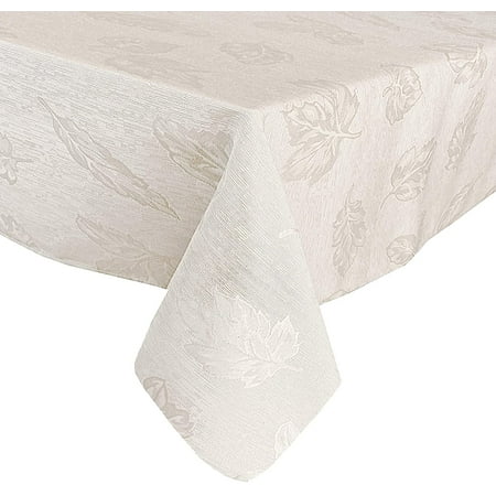 

Newbridge Tremont Autumn Leaf Damask Fall Thanksgiving Fabric Tablecloth Swirling Leaves Damask Fall Season Print Soil Resistant Easy Care Tablecloth 60 Inch x 144 Inch Oblong/Rectangle Ivory