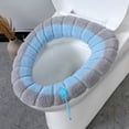 thumbnail image 3 of Toilet Seat Cover Knitted Fabric Washable Soft Handle Winter Bathroom Accessory for Home, Blue, 3 of 9