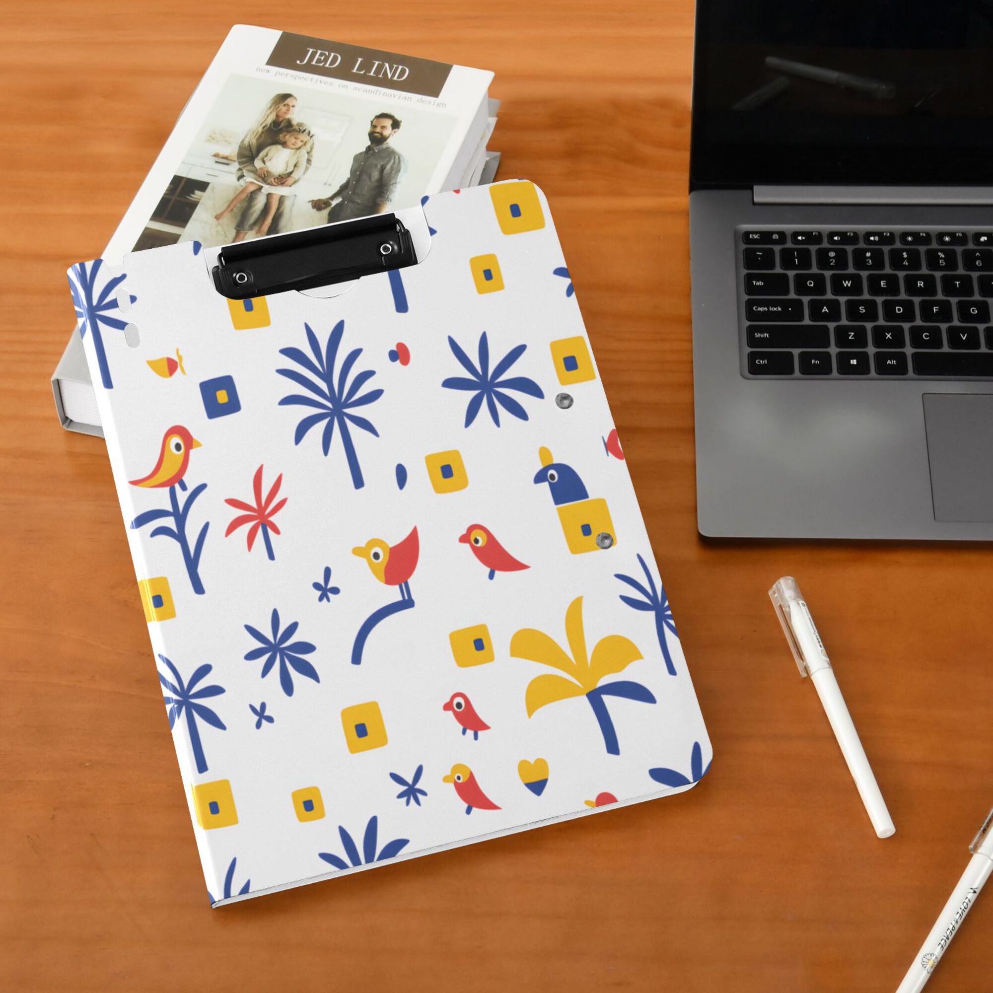 FORMRS A4 Clipboard Folder with Pen Holder Horizontal Foldable School Office Binder, Tropical Rhythm