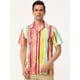 thumbnail image 3 of INSPIRE CHIC Camisas de bloque de color con cierre de botones y mangas cortas con estampado de rayas de verano para hombre Rojo amarillo XL, 3 of 6