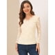 thumbnail image 4 of Top de blusa de encaje de manga larga transparente con bordado floral para mujer Beige XL, 4 of 6