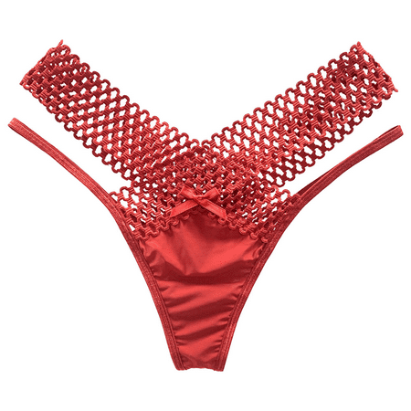 Fulorrnie Underwear for Women Plus Size Thong High Waisted Breathable Panty Cute Elastic Waist Ventilated Comfort Panties  Red  One Size