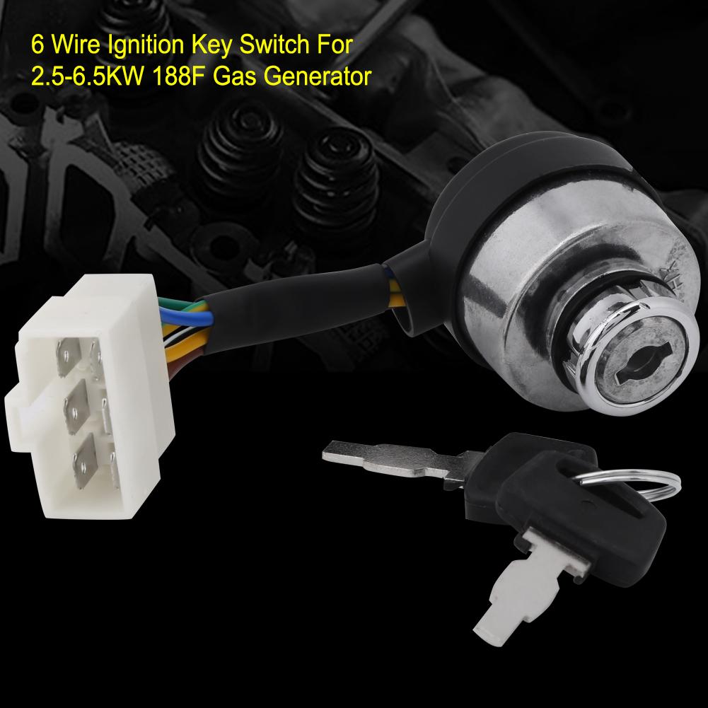 LYUMO 6 Wire Ignition Key Switch, Ignition Key Switch,6 Wire Ignition Start Key Switch For 2.56