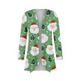 thumbnail image 4 of Women's Fashionable Loose-Fit Casual Cardigan with Christmas Print Mid-Length Coat for Holiday Outfits and Comfortable Wear,Dark Green,S, 4 of 6