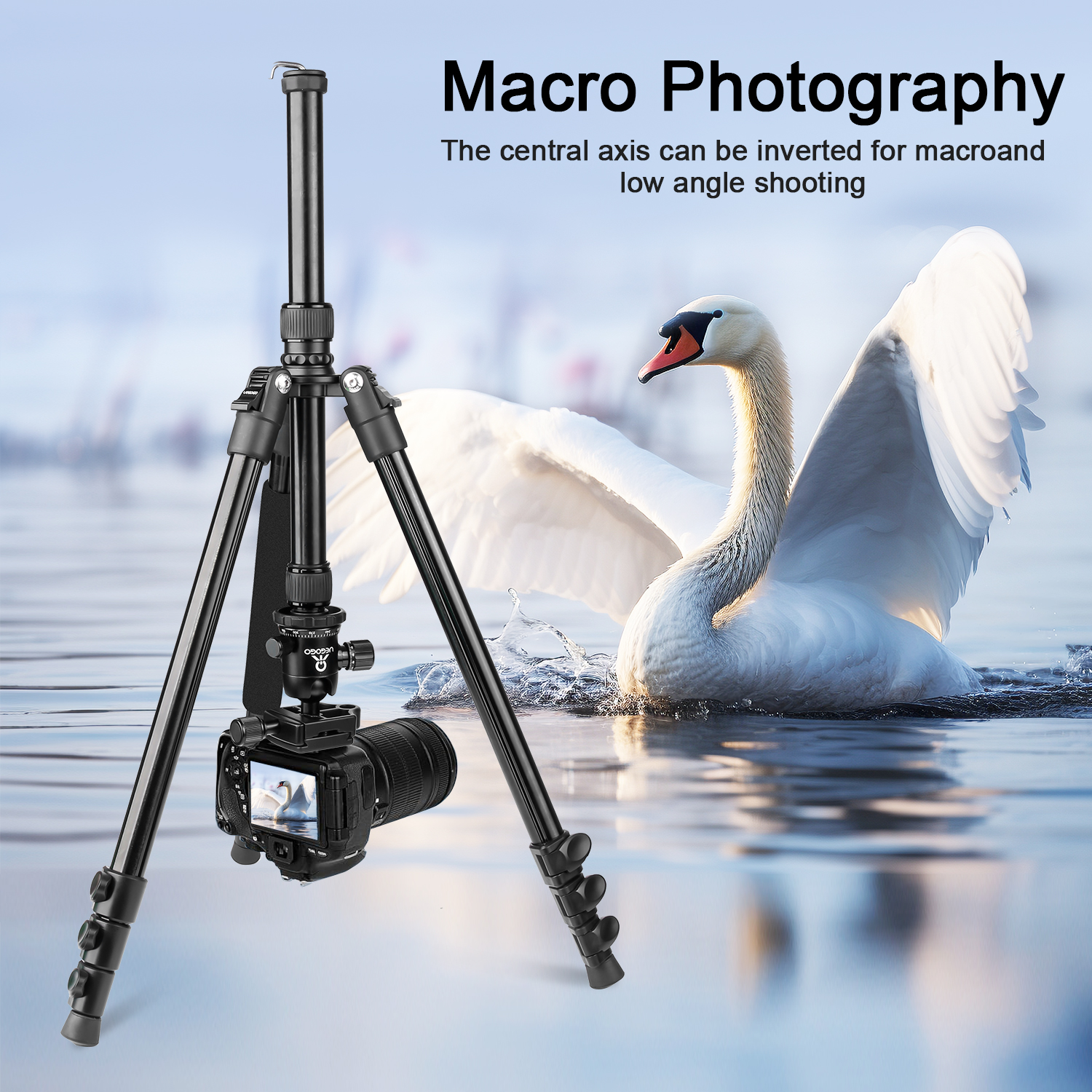 UEGOGO  Heavy-Duty 82" Professional DSLR Tripod & Monopod, 360° Pan-Tilt Ball Head, Telescoping Legs, Compatible with Canon/Nikon/Smartphones, Travel-Friendly with Carry Bag