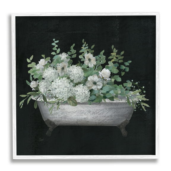 Stupell Industries Vintage Clawed Bathtub Botanical White Flower Bouquet , 17 x 17, Design by Nan