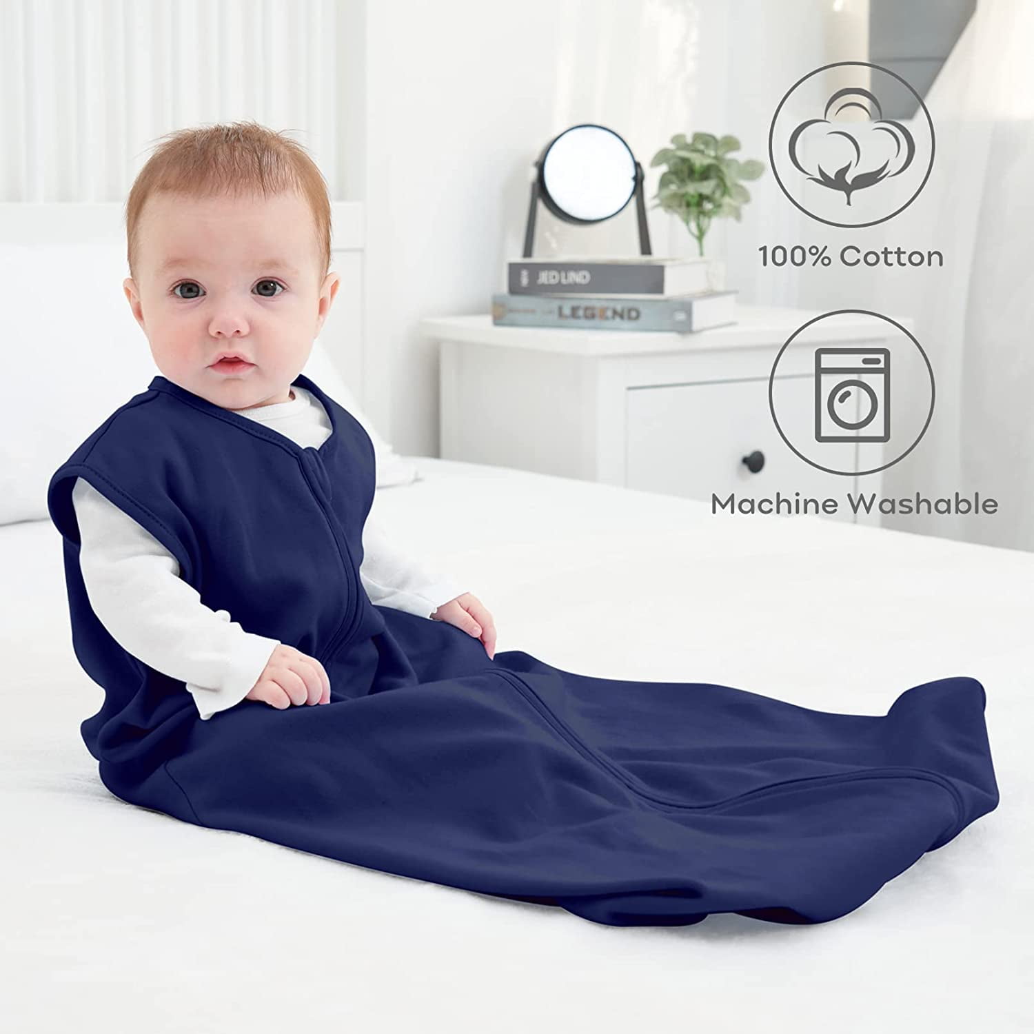 Yoofoss Baby Sleep Sack 6-12 Months Wearable Blanket for Babies 100% Organic Cotton 2-Way Zipper Tog 0.5 Toddler Sleeping Sack 3 Pack, Sleep Sacks