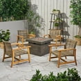 thumbnail image 2 of Eleanor Outdoor 5 Piece Wood and Wicker Club Chairs and Fire Pit Set, 2 of 6