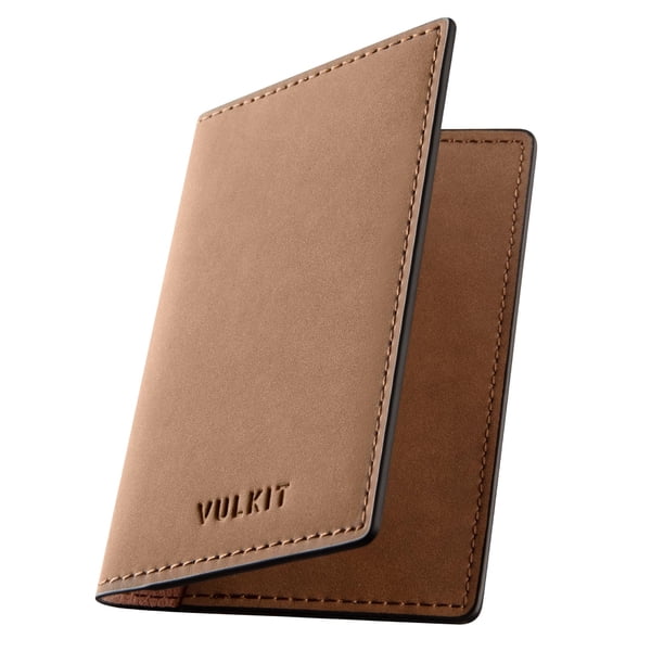 Tarjetero de piel Wallet VULKIT, delgado, 10,6 x 6,8 cm
