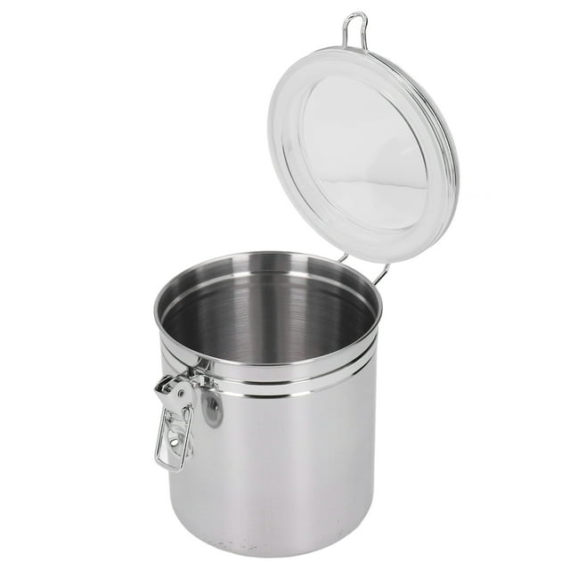 Coffee Container, Stainless Steel Coffee Container Sealed Storage Jar Airtight Canister with Locking Clamp for Kitchen Counter Sugar Caddy Tea Bean