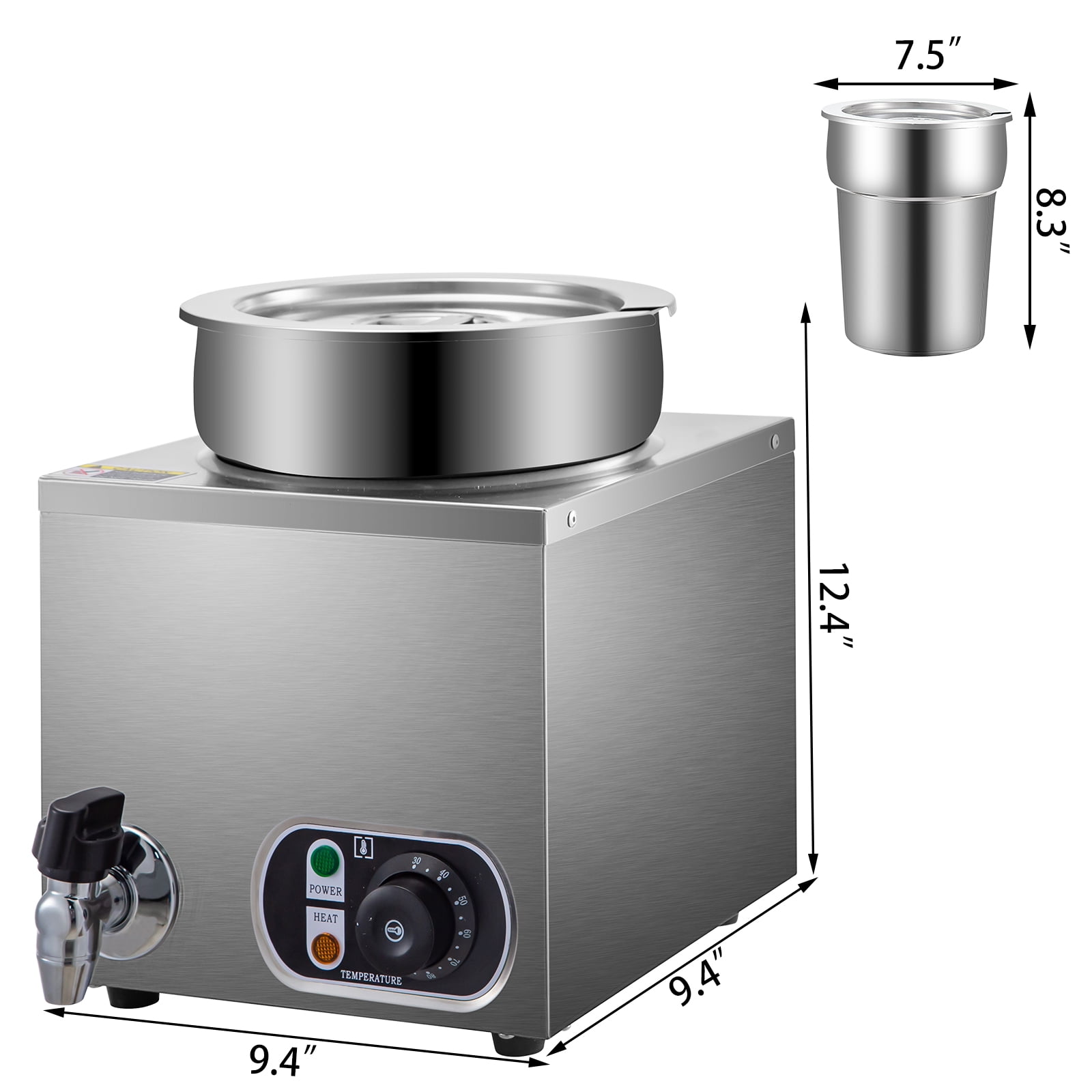 VEVOR Commercial Food Warmer 9.5 qt. Electric Soup Warmers Grade Stainless  Steel Bain Marie Buffet Equipment, 400W ZZBWTCG11110V2UH6V1 - The Home Depot
