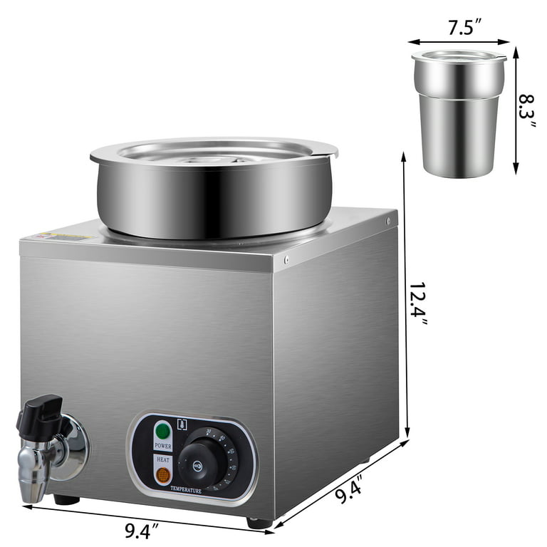 VEVOR Electric Soup Warmer Dual 7.4 qt. Stainless Steel Round Pot 86~185°F  Adjustable Temp 1200 Watt Commercial Bain Marie BW2274QT1200WGG9TV1 - The  Home Depot