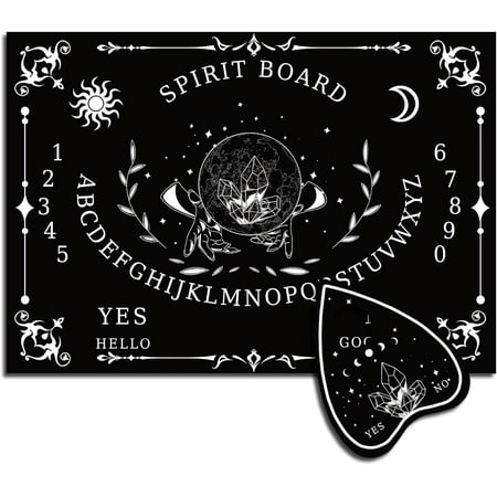 Wood Spirit Board Pendulum Board Wooden Talking Boards with Planchette Black Dowsing Divination Game Kit Spirit Hunt Metaphysical Message Decor for Pagan 11.8 x 8.3 Inch-