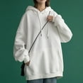 thumbnail image 5 of Tops for Women Women's Solid Color Sweatshirt Womens Daily Long Casual Down For Womens Pocket Hooded Sweatshirts Pullover Sleeve Button V Drawstring Hoodies Neck Women's Hoodies Sweatshirts, 5 of 7