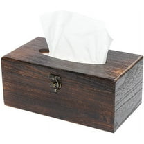 Rectangular Tissue Box Cover Decorative Wood Facial Tissue Holder with Hinged Lid Antique Style Napkin Dispenser, 8. 66" x 4. 72" x 3. 94"