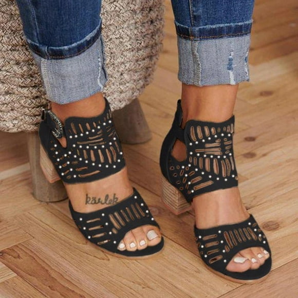 CAICJ98 Women Shoes Summer Wedge Sandals for Women Open Toe Elastic Sparkly Slip On Rhinestone Comfortable Low Wedge Sandal,Black