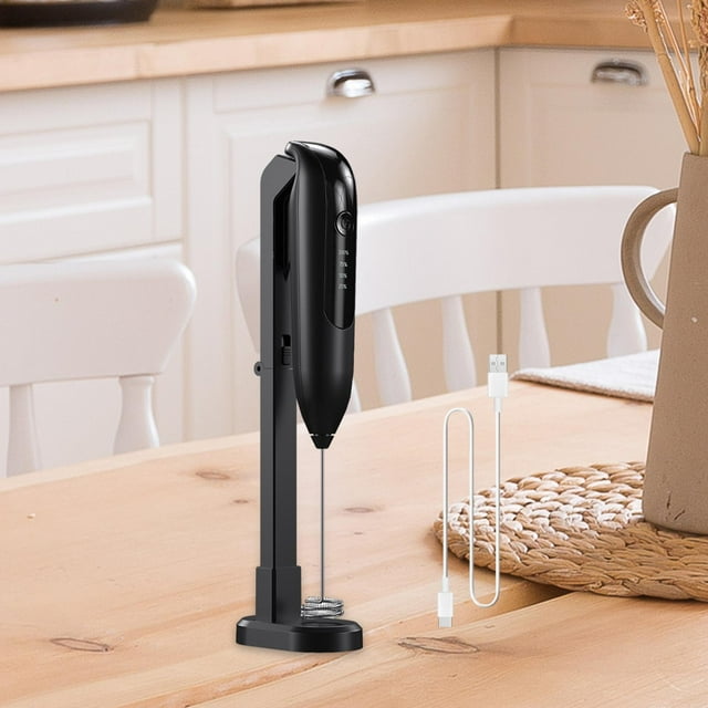 Espumador de leche portátil, mezclador de Chocolate caliente, multiusos, fácil de usar, batidor eléctrico de acero inoxidable, agitador de café para , negro Soledad Espumadores de leche de mano