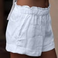 thumbnail image 3 of Cmfcve Women's Linen Shorts Plus Size Loose Wide Leg Sweat Shorts High Waist Straight Summer Shorts, 3 of 7