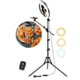 thumbnail image 1 of LUXSURE Ring Light with Stand for Phone, Ring Light Tripod for iPhone with Light, Overhead Camera Mount 10.5" with Remote, Phone Tripod with Light for Vid, 1 of 7