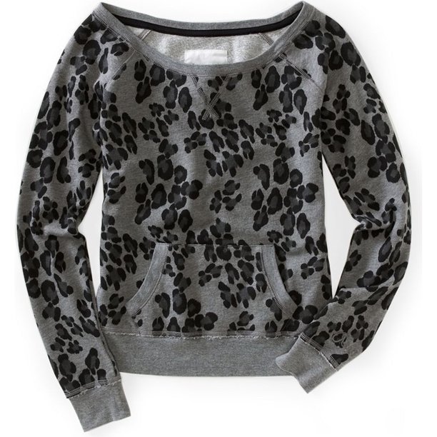 Suéter de punto Aeropostale con estampado de leopardo para mujer gris extragrande