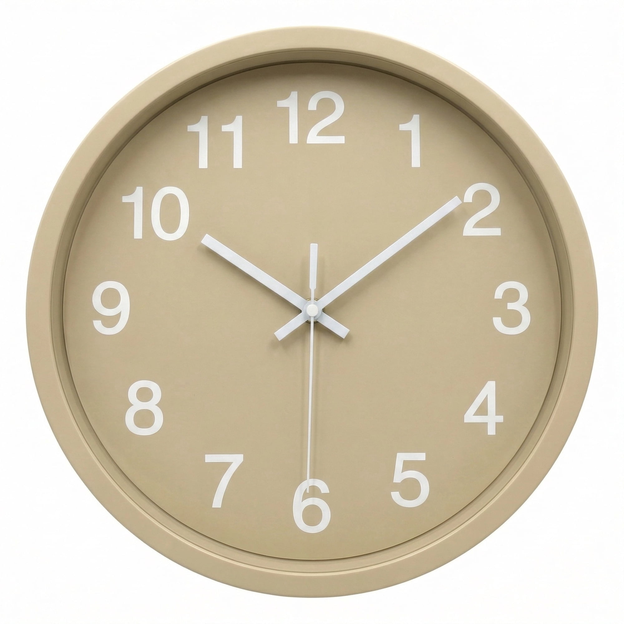 Westminster Clocks 12 Inch Wall Clock, Modern Minimalist, Silent Quartz, Papyrus Beige