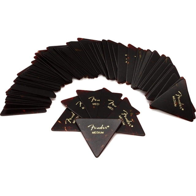 Púas para guitarra Fender 355 Sharp Triangle Shell, paquete de 72 unidades, tamaño mediano