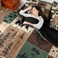 thumbnail image 5 of Homewish Moose Bear Deer Twin Bedding Sets 7-Piece, Vintage Brown Green Buffalo Bedding Comforter Set, Western Countryside Reversible Sheet Sets, Breathable Home Decor, 5 of 8