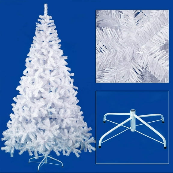 SamyoHome White 7.5' Artificial Christmas Palm Tree Premium Spruce with Metal Stand 1200 Tips