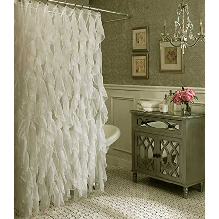1pc Raffeled Shower Curtain Bathroom Curtain With Crushed Semi