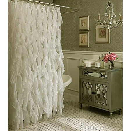 1PC Raffeled Shower Curtain Bathroom Curtain with Crushed Semi-Sheeer ruffle voile Panel fully stitched 70