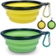 thumbnail image 1 of Juego de 2 cuencos portátiles de viaje, cuenco plegable para perros, botella de silicona con mosquetón, sin BPA, para perros, gatos, mascotas, senderismo, camping, comida y agua, amarillo + verde, 1 of 5